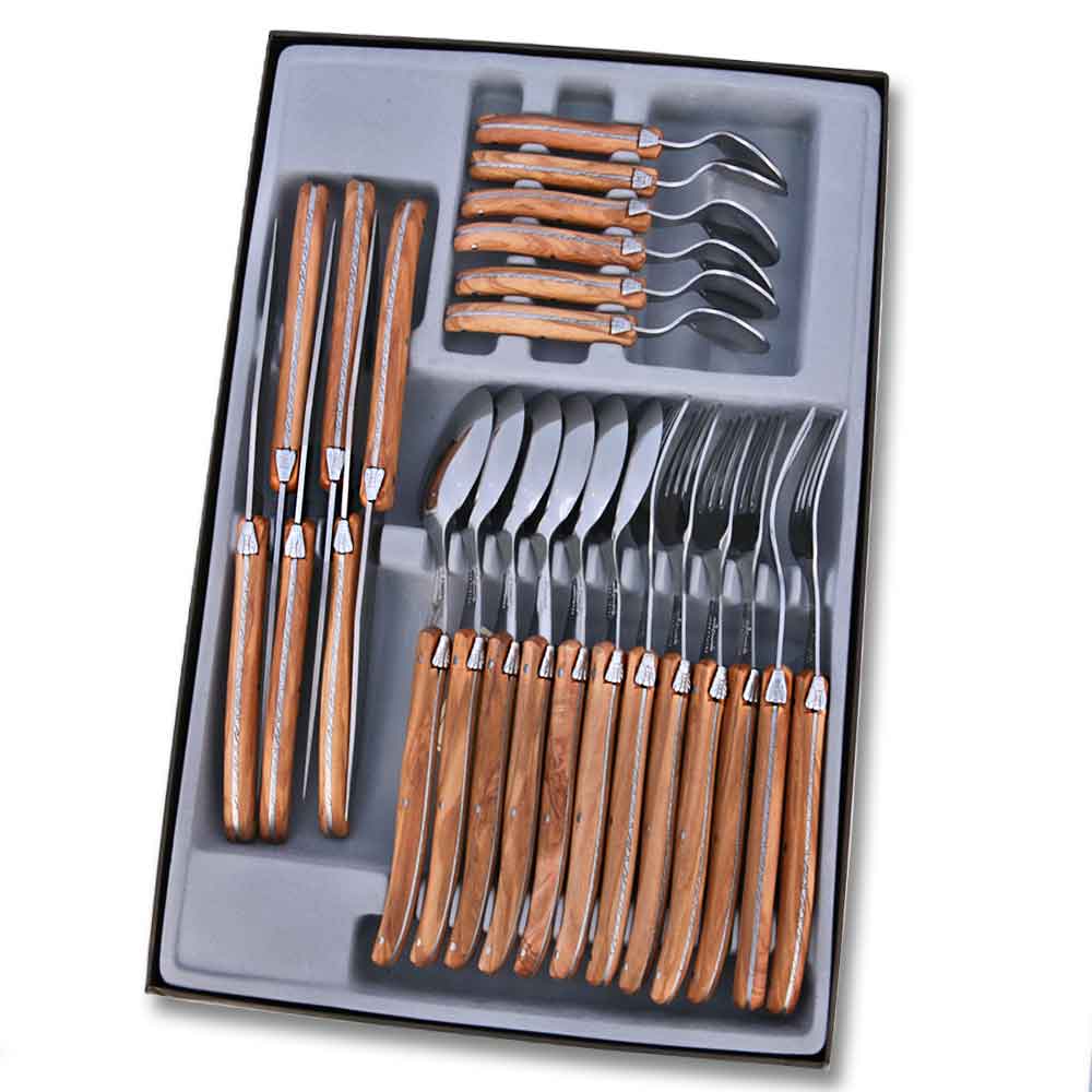 Set of 24 pieces laguiole wood handle made in France